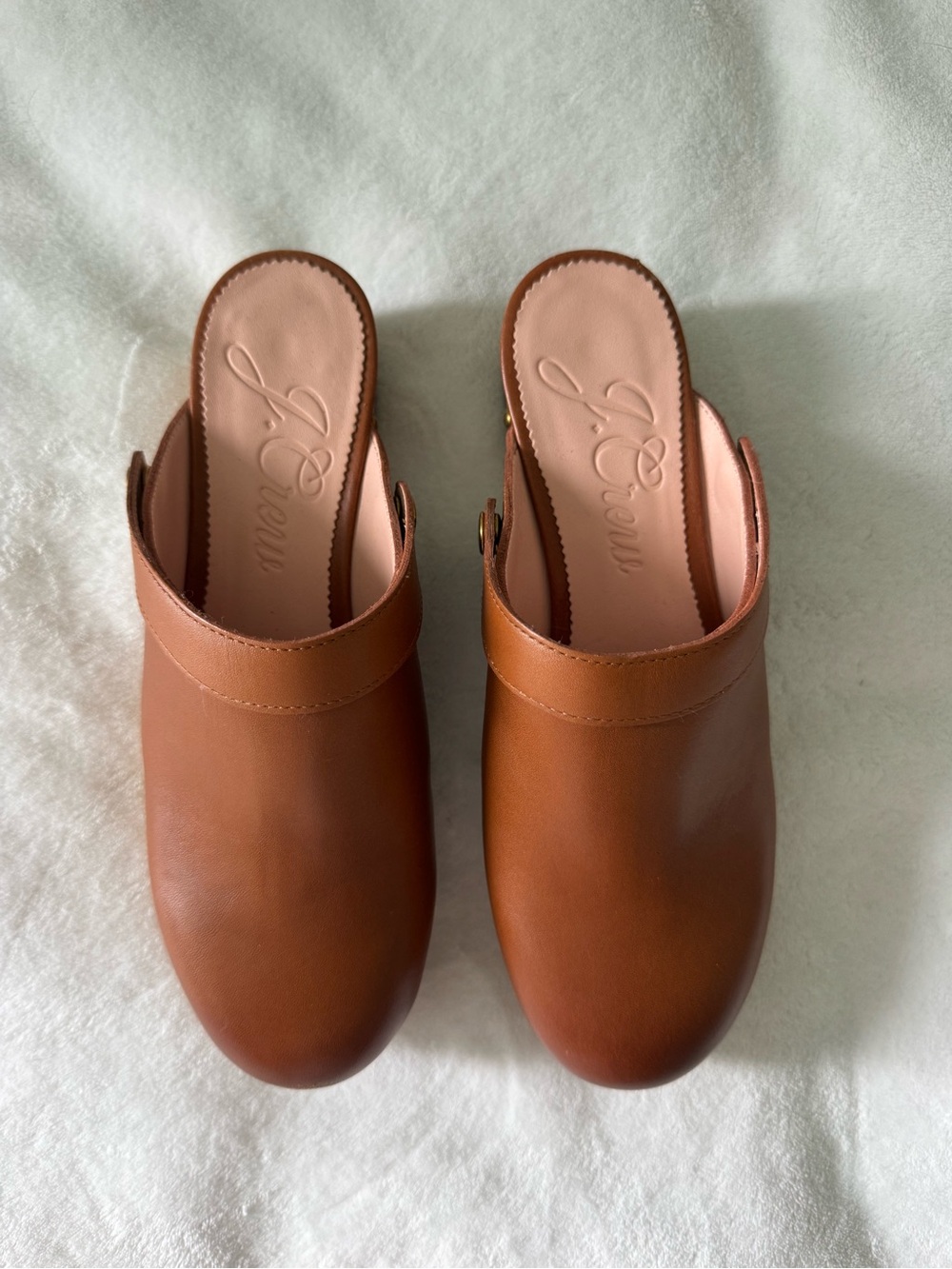 J. Crew Cognac Leather Mule Clogs